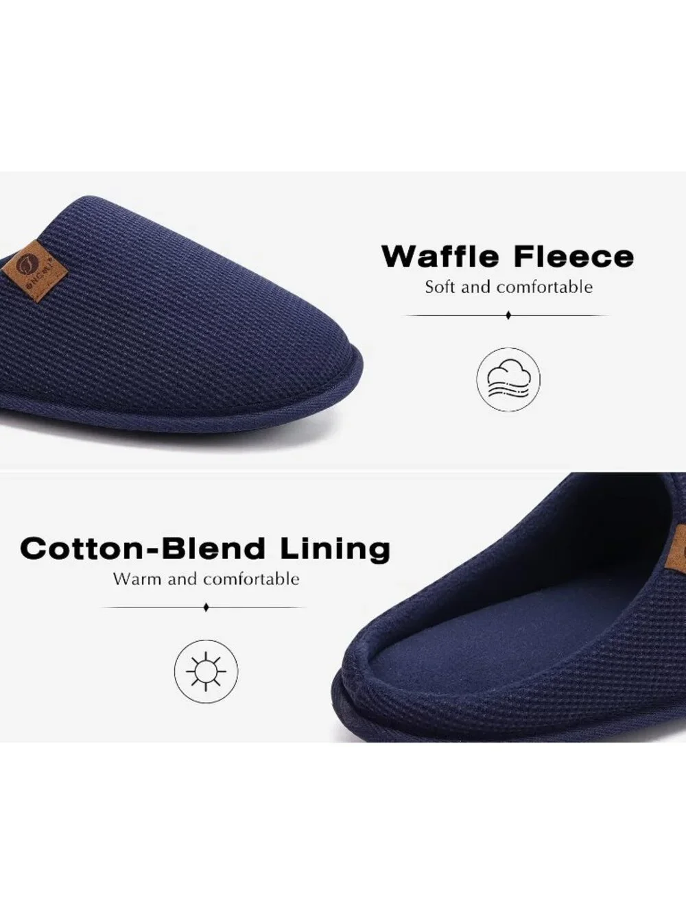 Men's Blue Cushion Memory Foam Shake Fleece Faux Fur Lining House Slipper Shoes